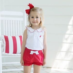 TBBC Natalie Knickers NWT- Richmond Red with Worth Avenue White 12-18M